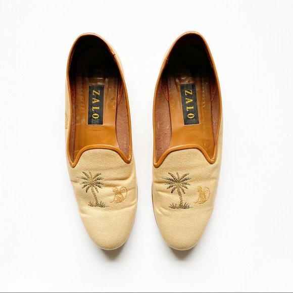 💕 Zalo Monkey Palm Embroidered Canvas Loafers - Picture 3 of 7